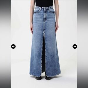 Icon Denim Los Angeles maxi front slit denim skirt